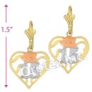 EL347 Gold Layered Tri-Color Long Earrings