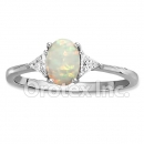925 Sterling Silver White Opal Cz Women’s Ring