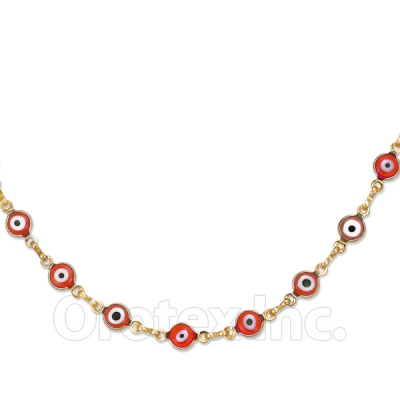 Orotex Gold Layered Red Eye Necklace