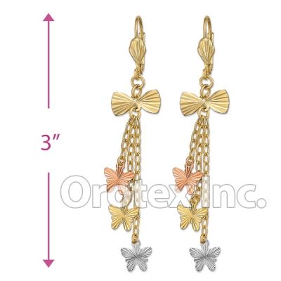 045023 Gold Layered  Tri-Color Long Earrings