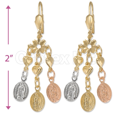 Oro Tex Gold Layered Tri-color Long Earrings