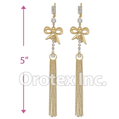 060002 Gold Layered CZ Long Earrings