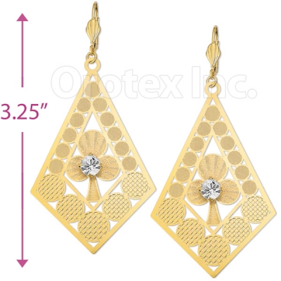 060004 Gold Layered CZ Long Earrings