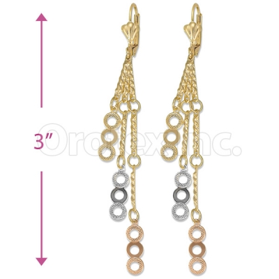 Oro Tex Gold Layered Tri-color Long Earrings