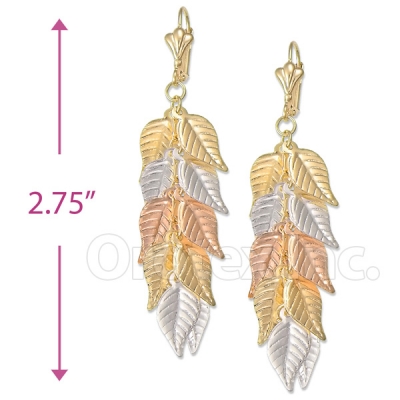 Oro Tex Gold Layered Tri-color Long Earrings