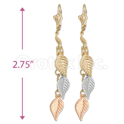 Orotex Gold Layered Tri-color Long Earrings