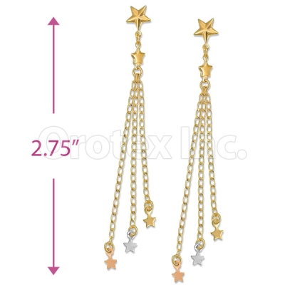 Orotex Gold Layered Tri-color Long Earrings