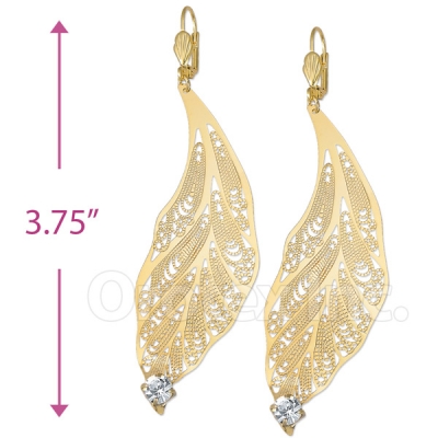 077001 Gold Layered CZ Long Earrings