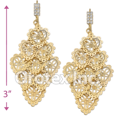 080001 Gold Layered CZ Long Earrings