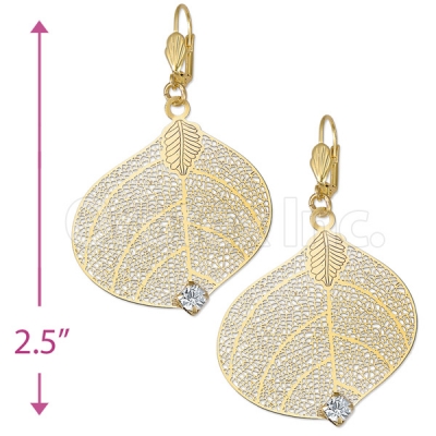 080004 Gold Layered CZ Long Earrings