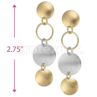 Oro Tex Gold Layered Tri-color Long Earrings