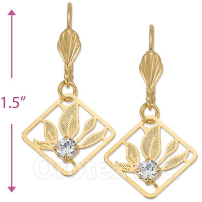 081009 Gold Layered CZ Long Earrings