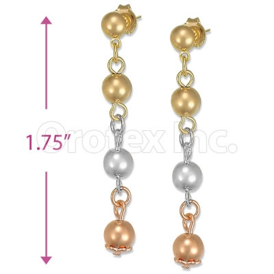 Orotex Gold Layered Tri-color Long Earrings