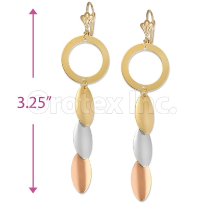 Orotex Gold Layered Tri-color Long Earrings