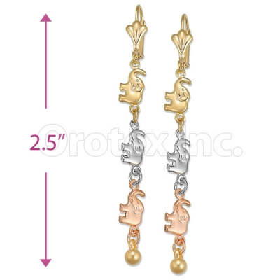 Orotex Gold Layered Tri-color Long Earrings