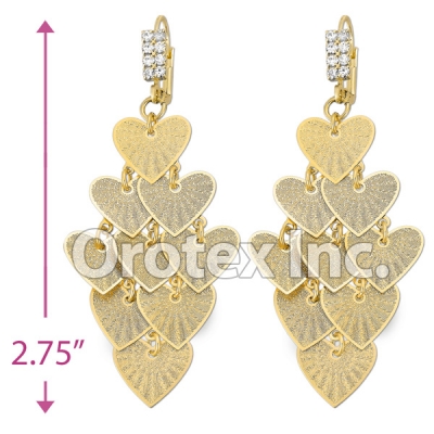 085018 Gold Layered CZ Long Earrings