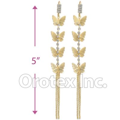 090004 Gold Layered CZ Long Earrings