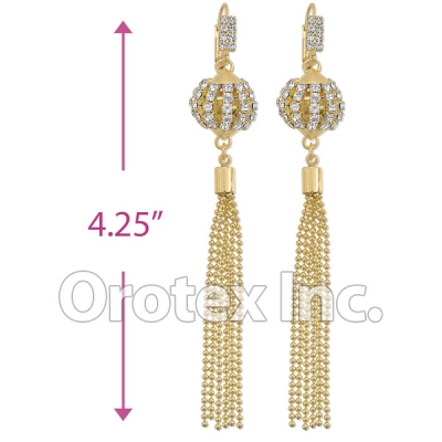 090005 Gold Layered CZ Long Earrings