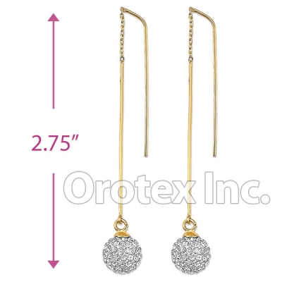 092005 Gold Layered CZ Long Earrings