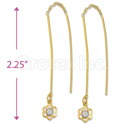 Orotex Gold Layered White CZ Long Earrings