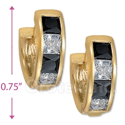 097030BK  Gold Layered  CZ Huggies Earring