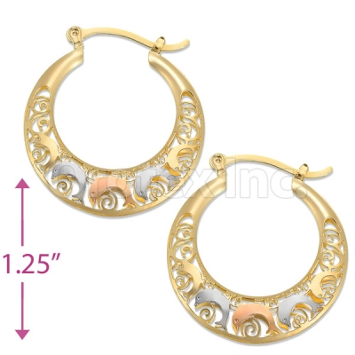 Oro Tex Gold Layered Tri-color Hoop Earrings