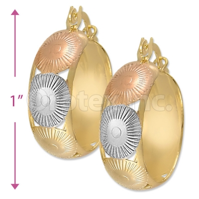 Oro Tex Gold Layered Tri-color Hoop Earrings