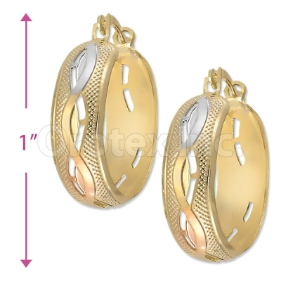 Oro Tex Gold Layered Tri-color Hoop Earrings