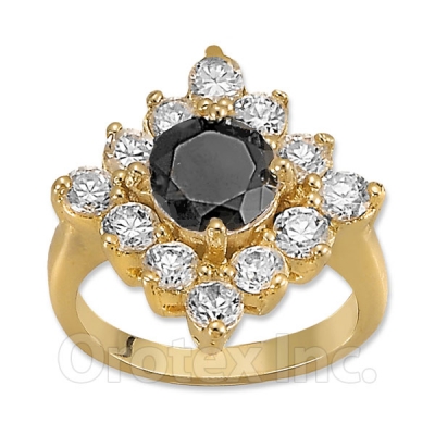 Orotex Gold Layered Black & White CZ Women's Ring