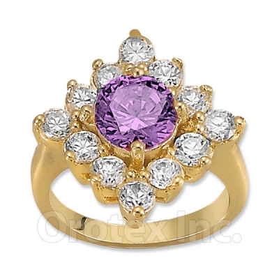 Orotex Gold Layered Purple & White CZ Women's Ring