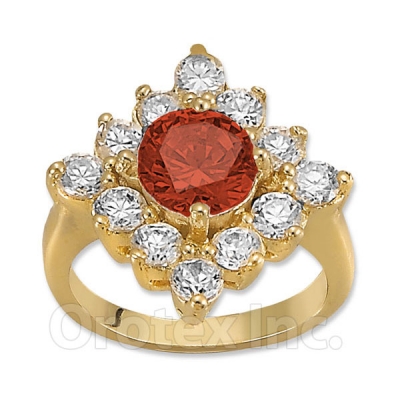Orotex Gold Layered Red & White CZ Women's Ring