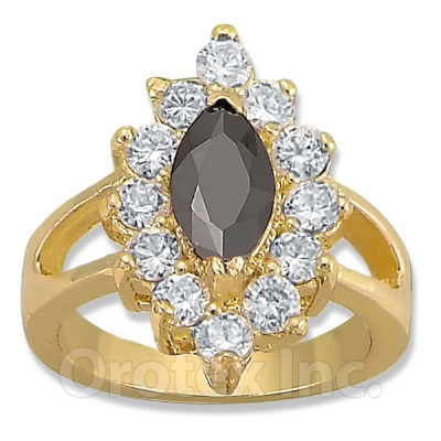 Orotex Gold Layered Black & White CZ Women's Ring