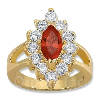 Orotex Gold Layered Red & White CZ Women's Ring