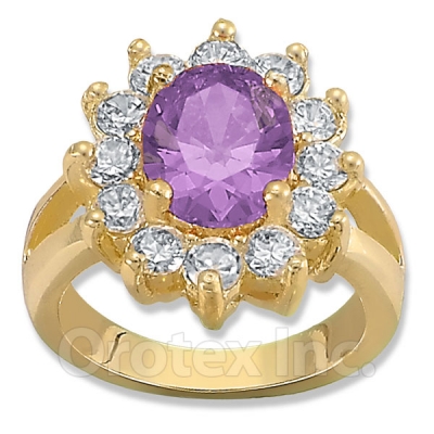 Orotex Gold Layered Purple & White CZ Women's Ring