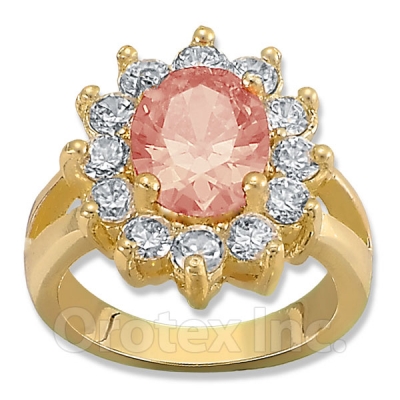 Orotex Gold Layered Pink & White CZ Women's Ring