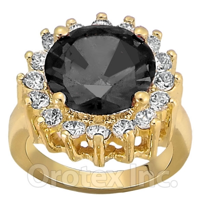 Orotex Gold Layered Black & White CZ Women's Ring