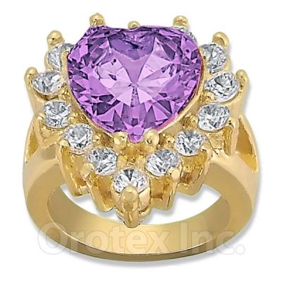 Orotex Gold Layered Purple & White CZ Women's Ring