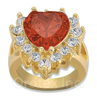 Orotex Gold Layered Red & White CZ Women's Ring