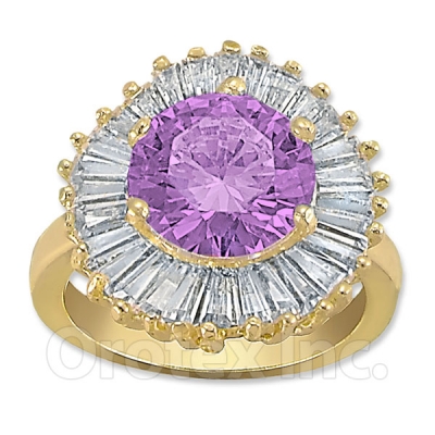 Orotex Gold Layered Purple & White CZ Women's Ring