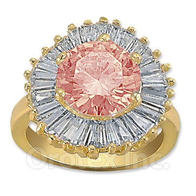 Orotex Gold Layered Pink & White CZ Women's Ring