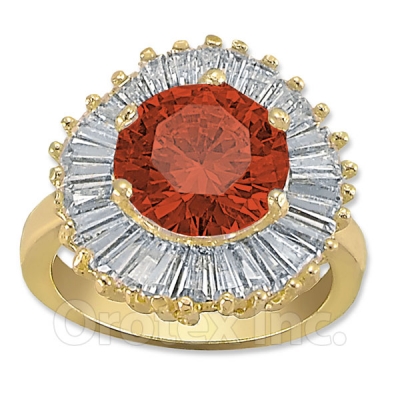 Orotex Gold Layered Red & White CZ Women's Ring