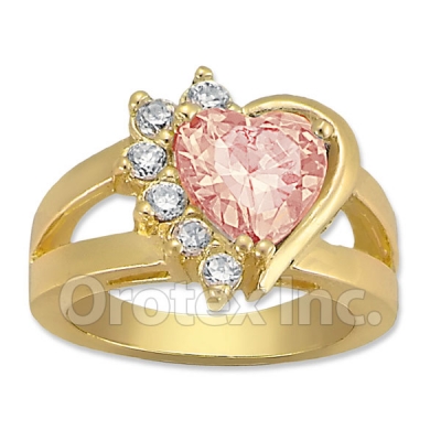 Orotex Gold Layered Pink & White CZ Women's Ring