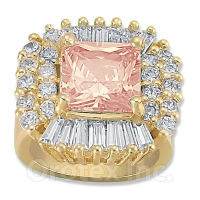 Orotex Gold Layered Pink & White CZ Women's Ring