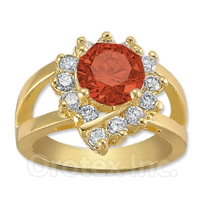 Orotex Gold Layered Red & White CZ Women's Ring