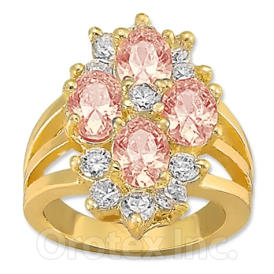 Orotex Gold Layered Pink & White CZ Women's Ring