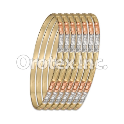 B035 Gold Plated Tri-Color Bangle