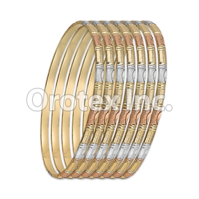 B040 Gold Plated Tri-Color Bangle