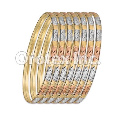 B042 Gold Plated Tri-Color Bangle