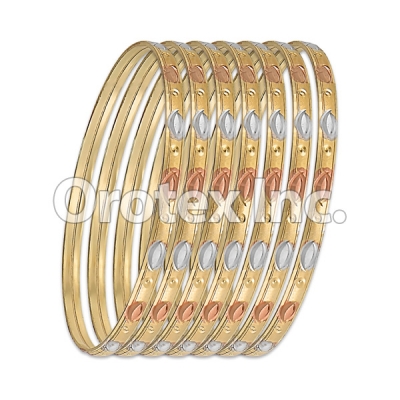 B043 Gold Plated Tri-Color Bangle