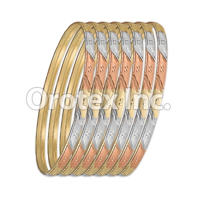 B047 Gold Plated Tri-Color Bangle